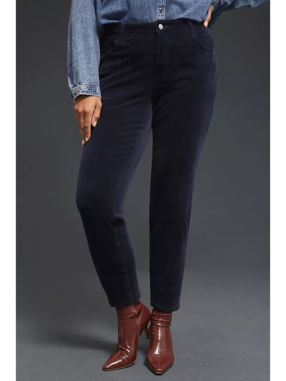 Anthropologie NWT Pilcro High-Rise Skinny Corduroy Pants in Midnight Navy 26W